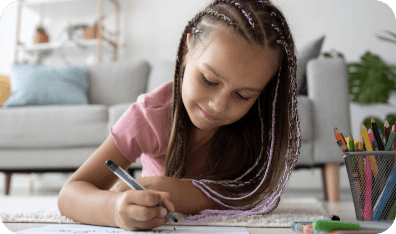 Little girl writing